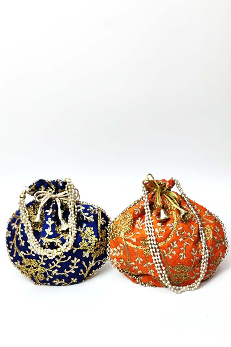 Set Of 2 Beautiful Zardosi Work Potli Bag - Mc251528